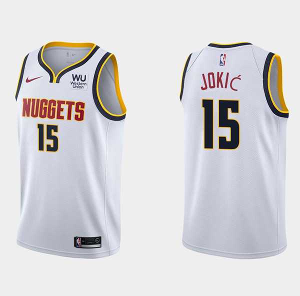 Men's Denver Nuggets #15 Nikola Jokic White 2019-20 Association Edition Stitched Jersey Dzhi